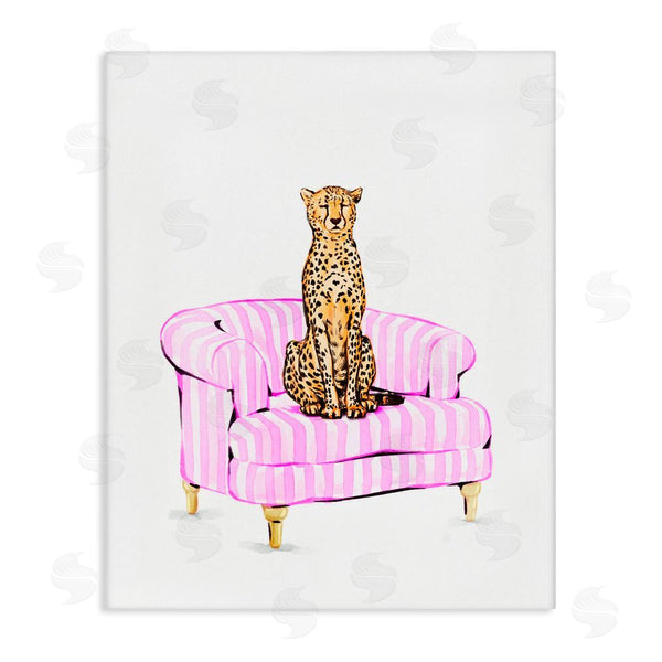 stupell industries Ziwei Li | Cheetah on Pink Stripe Chair Wall Art