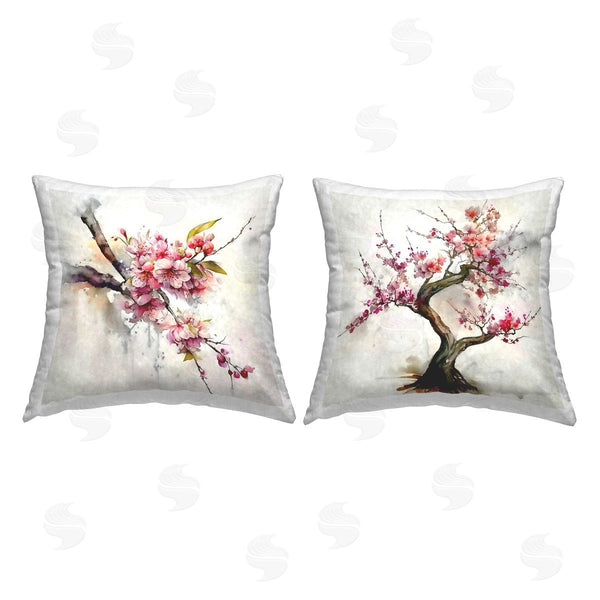 stupell industries Ziwei Li | Cherry Blossom Bonsai Floral Blooms Printed Throw Pillow Set