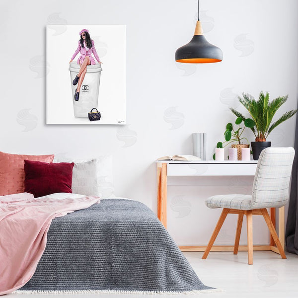 Stupell Industries Ziwei Li | Chic Fashionista Atop Coffee Wall Art
