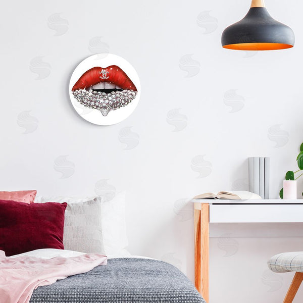 Stupell Industries Ziwei Li | Chic Red Lip Portrait Women's Fashion Stone Details Wall Art