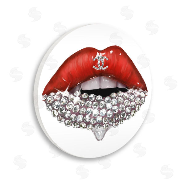 stupell industries Ziwei Li | Chic Red Lip Portrait Women's Fashion Stone Details Wall Art