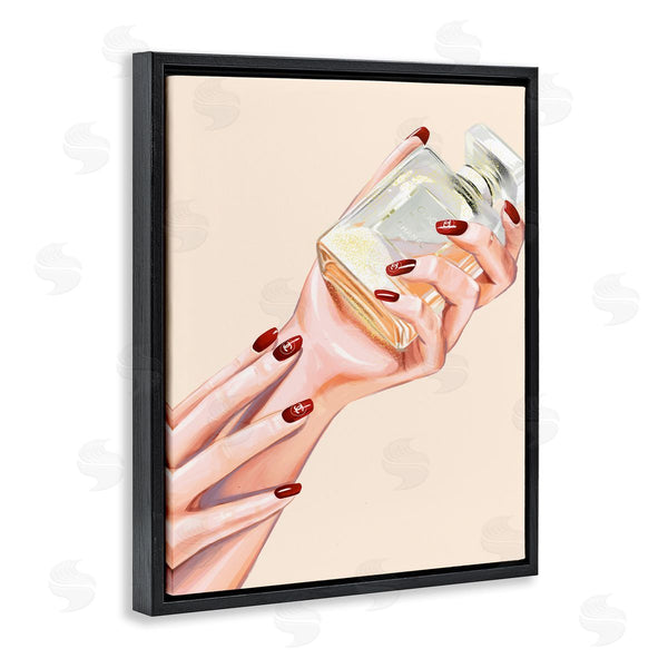 Stupell Industries Ziwei Li | Chic Red Nail Polish Holding Perfume Bottle Wall Art