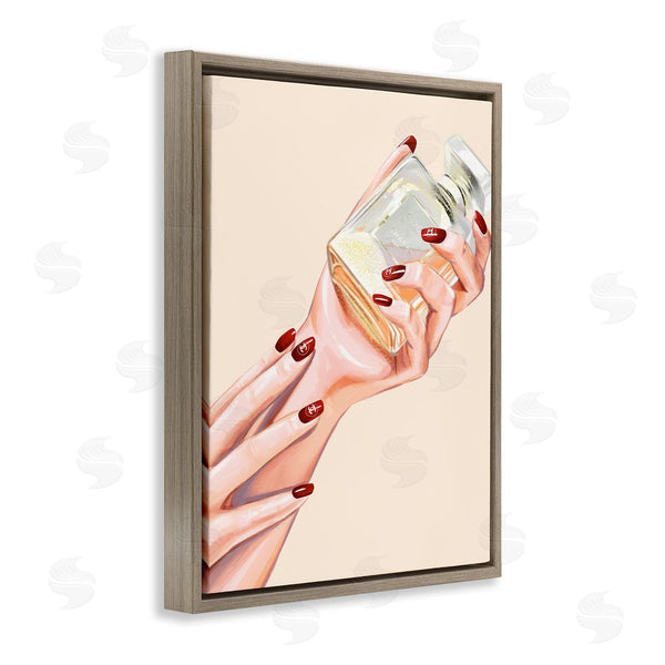Stupell Industries Ziwei Li | Chic Red Nail Polish Holding Perfume Bottle Wall Art