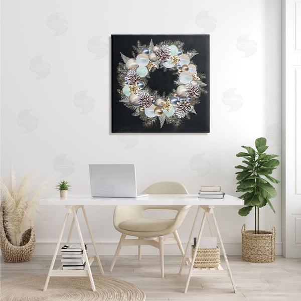 Stupell Industries Ziwei Li | Chic Winter Ornament Wreath Pinecone Glitz Wall Art