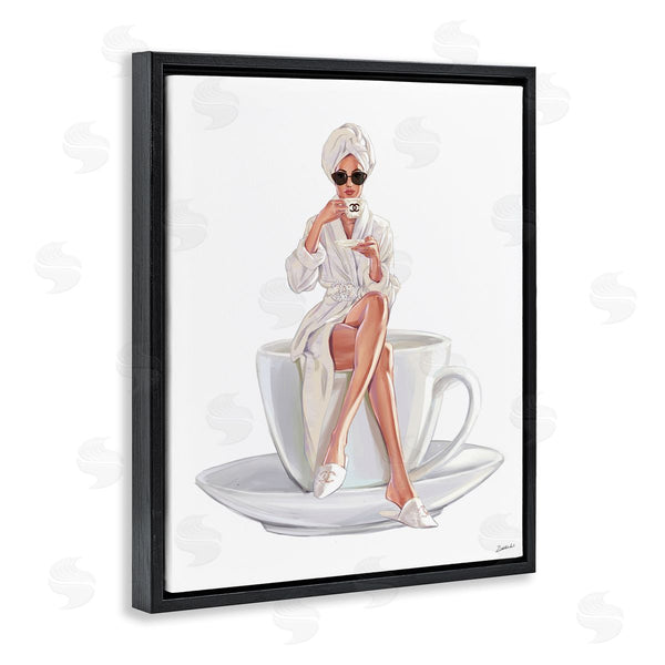 Stupell Industries Ziwei Li | Chic Woman Robe Coffee Cup Designer Logo Sunglasses Wall Art
