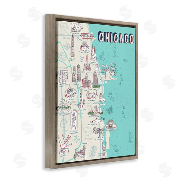 Stupell Industries Ziwei Li | Chicago Illinois Tourist Destinations Wall Art
