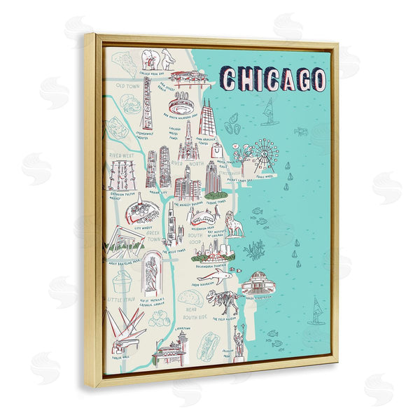 Stupell Industries Ziwei Li | Chicago Illinois Tourist Destinations Wall Art