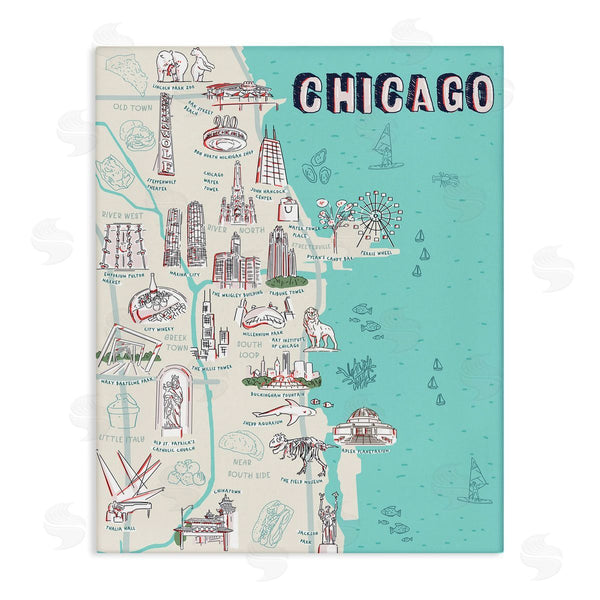 stupell industries Ziwei Li | Chicago Illinois Tourist Destinations Wall Art