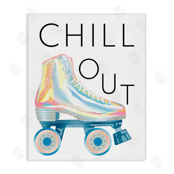 stupell industries Ziwei Li | Chill Out Sassy Phrase Disco Glam Roller Skates Wall Art