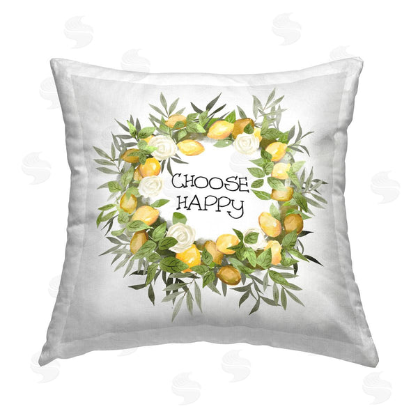 stupell industries Ziwei Li | Choose Happy Lemon Wreath Printed Throw Pillow
