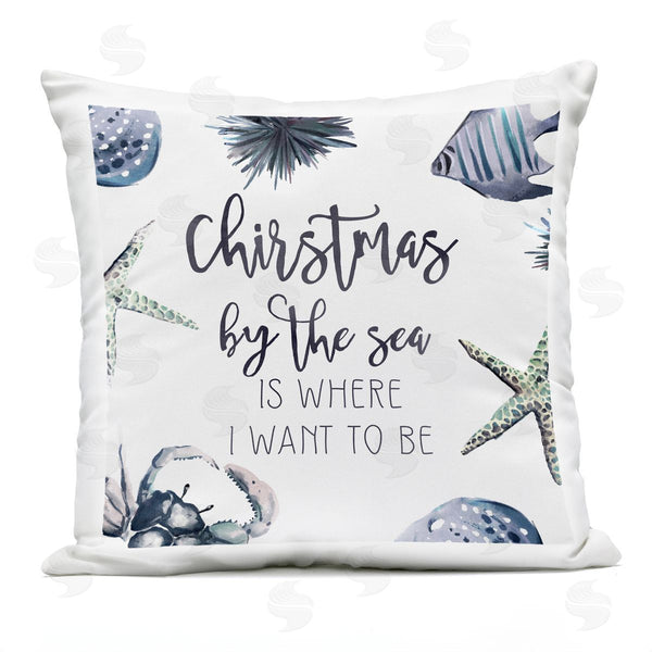 Stupell Industries Ziwei Li | Christmas By The Sea Coastal Holiday Printed Throw Pillow