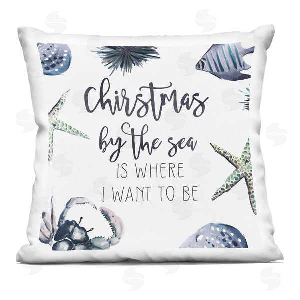 stupell industries Ziwei Li | Christmas By The Sea Coastal Holiday Printed Throw Pillow
