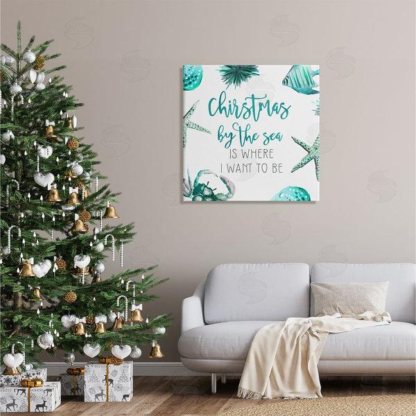 Stupell Industries Ziwei Li | Christmas By The Sea Phrase Wall Art