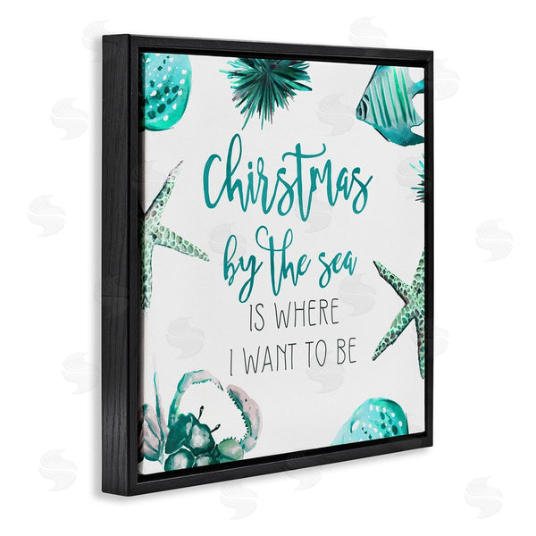 Stupell Industries Ziwei Li | Christmas By The Sea Phrase Wall Art