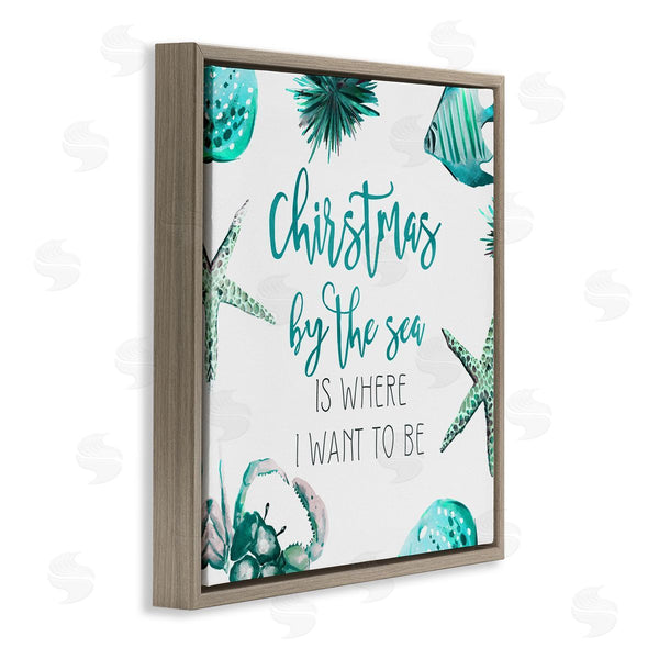 Stupell Industries Ziwei Li | Christmas By The Sea Phrase Wall Art