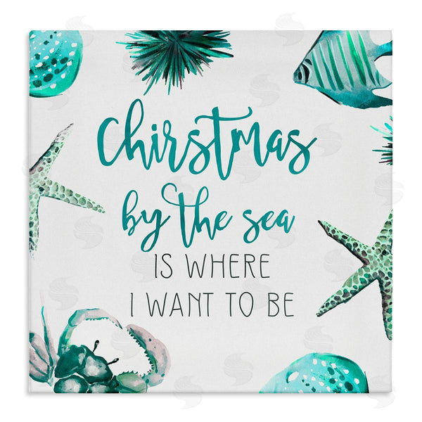 stupell industries Ziwei Li | Christmas By The Sea Phrase Wall Art