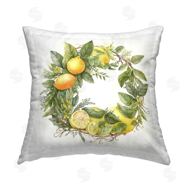 stupell industries Ziwei Li | Citrus Lemon Botanical Wreath Printed Throw Pillow