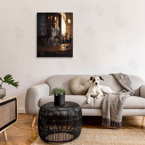 Stupell Industries Ziwei Li | Classy Cat With Wine Wall Art