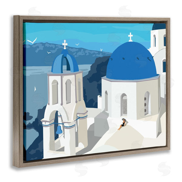 Stupell Industries Ziwei Li | Cliffside European Church Architecture Woman Resting