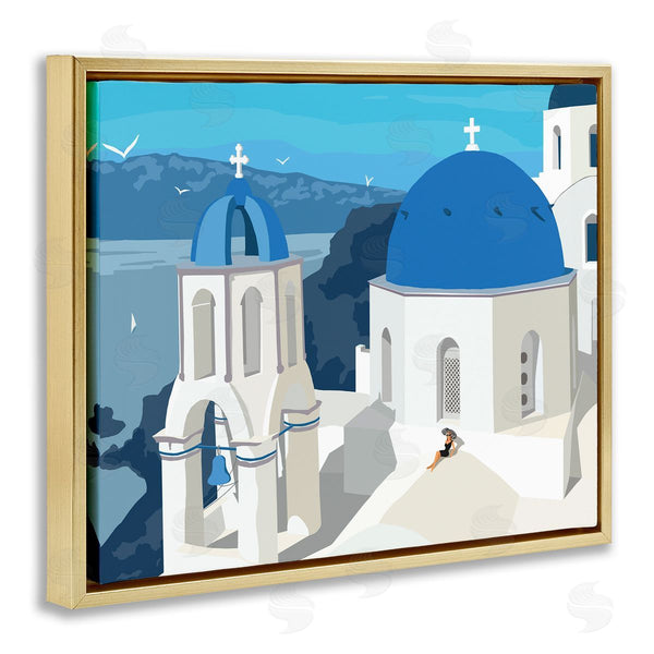 Stupell Industries Ziwei Li | Cliffside European Church Architecture Woman Resting