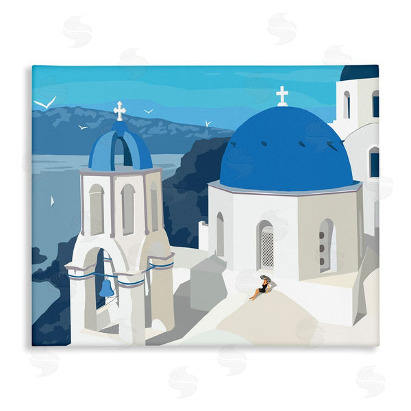 stupell industries Ziwei Li | Cliffside European Church Architecture Woman Resting