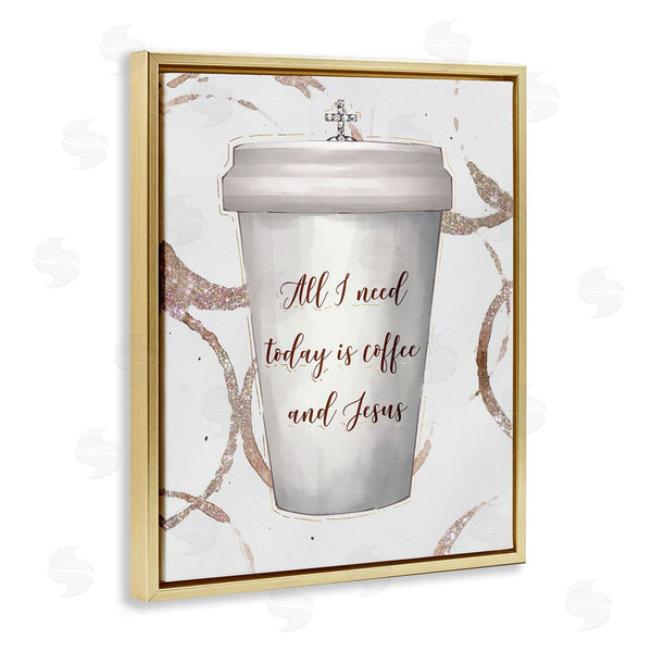 Stupell Industries Ziwei Li | Coffee And Jesus Phrase Faith Based Drink
