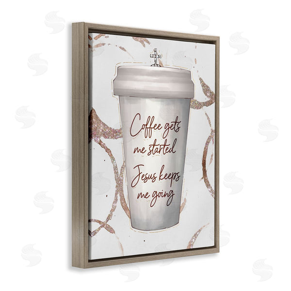 Stupell Industries Ziwei Li | Coffee Gets Me Started Faith Based Phrase Cup