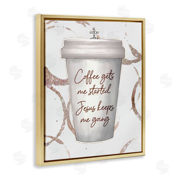 Stupell Industries Ziwei Li | Coffee Gets Me Started Faith Based Phrase Cup