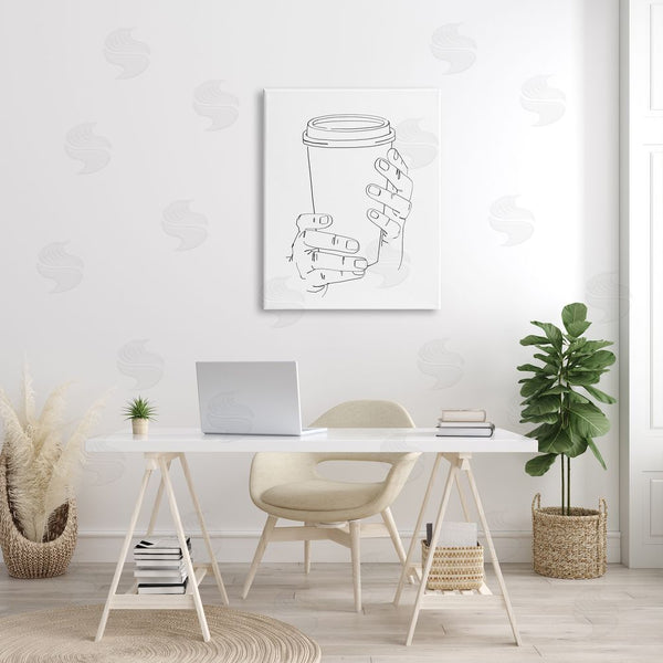 Stupell Industries Ziwei Li | Cold Hands Holding Cup Minimal Line Drawing Wall Art