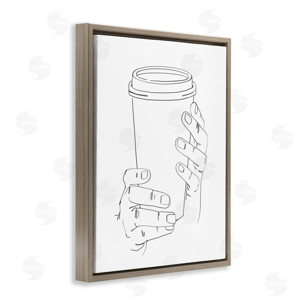 Stupell Industries Ziwei Li | Cold Hands Holding Cup Minimal Line Drawing Wall Art
