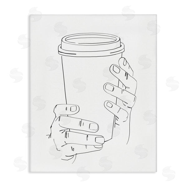 stupell industries Ziwei Li | Cold Hands Holding Cup Minimal Line Drawing Wall Art