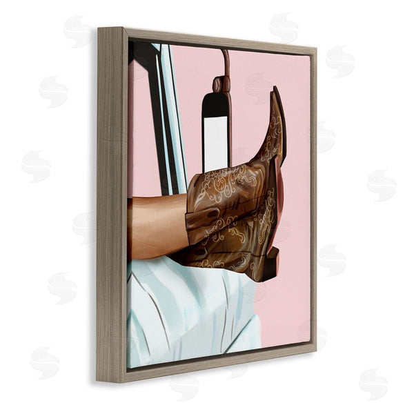 Stupell Industries Ziwei Li | Country Girl Cowboy Boots Car Wall Art