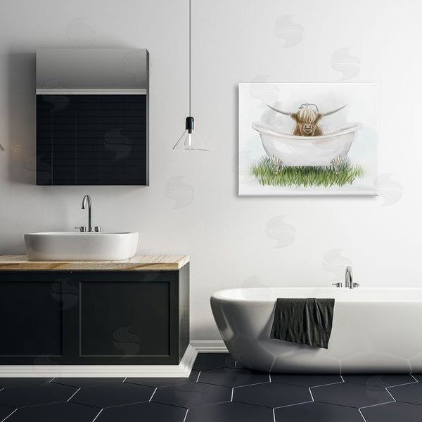 Stupell Industries Ziwei Li | Country Highland Cattle Bathtub Wall Art