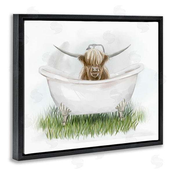 Stupell Industries Ziwei Li | Country Highland Cattle Bathtub Wall Art