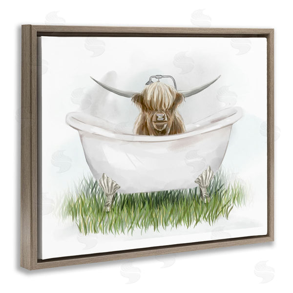 Stupell Industries Ziwei Li | Country Highland Cattle Bathtub Wall Art