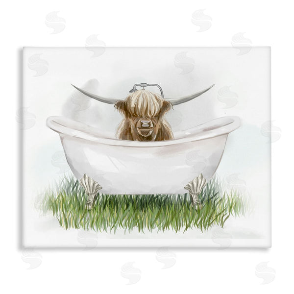 stupell industries Ziwei Li | Country Highland Cattle Bathtub Wall Art