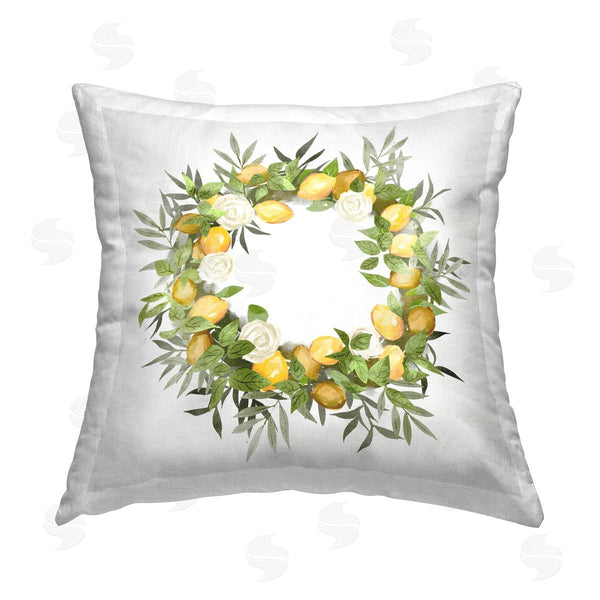 stupell industries Ziwei Li | Country Lemons & Roses Wreath Printed Throw Pillow