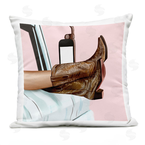 Stupell Industries Ziwei Li | Cowboy Boots Girl Truck Printed Throw Pillow
