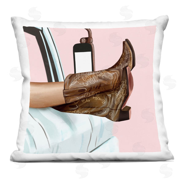 stupell industries Ziwei Li | Cowboy Boots Girl Truck Printed Throw Pillow