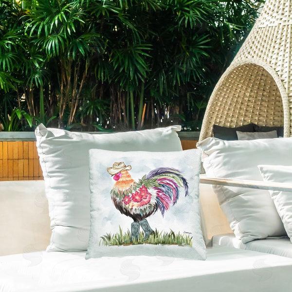 Stupell Industries Ziwei Li | Cowboy Floral Hen Printed Throw Pillow