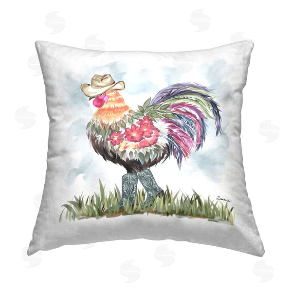 stupell industries Ziwei Li | Cowboy Floral Hen Printed Throw Pillow