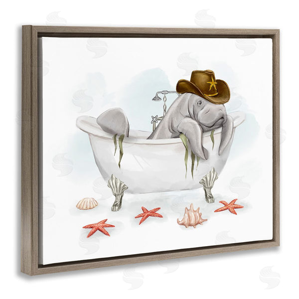 Stupell Industries Ziwei Li | Cowboy Manatee In Tub Wall Art