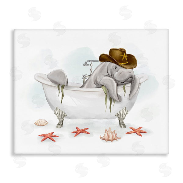 stupell industries Ziwei Li | Cowboy Manatee in Tub Wall Art