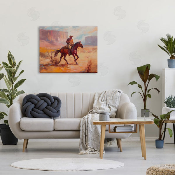 Stupell Industries Ziwei Li | Cowboy Riding Desert Landscape Wall Art