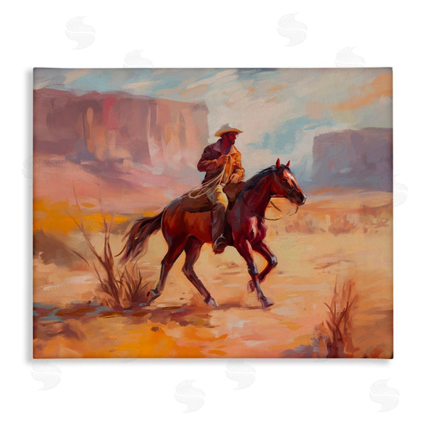 stupell industries Ziwei Li | Cowboy Riding Desert Landscape Wall Art