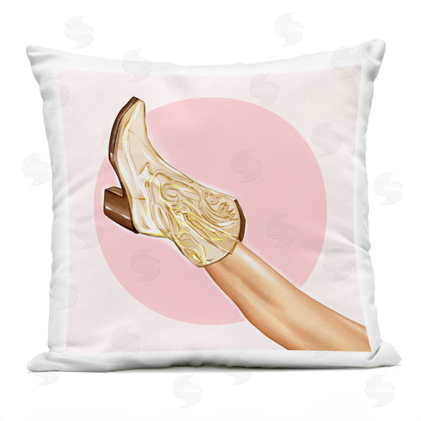 Stupell Industries Ziwei Li | Cowgirl Boot Pink Circle Printed Throw Pillow