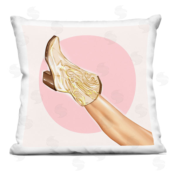 stupell industries Ziwei Li | Cowgirl Boot Pink Circle Printed Throw Pillow