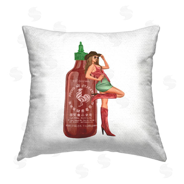 Stupell Industries Ziwei Li | Cowgirl Fashion Hot Sauce Bottle Printed Throw Pillow