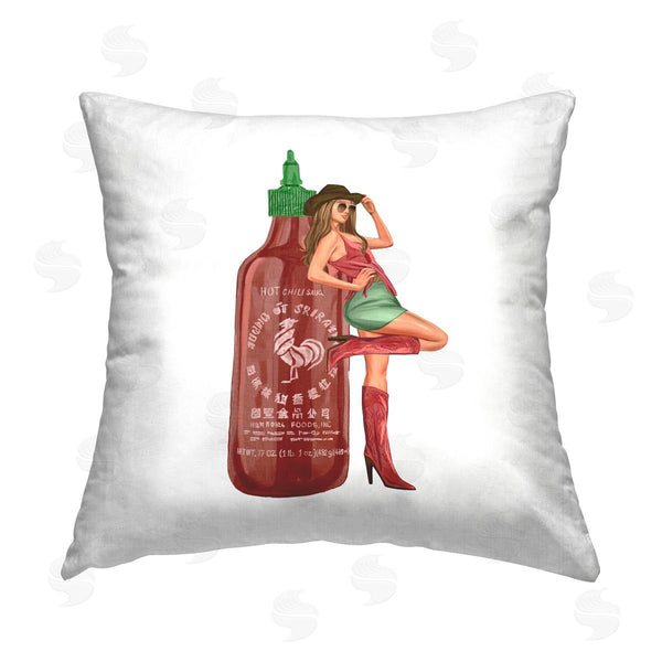 stupell industries Ziwei Li | Cowgirl Fashion Hot Sauce Bottle Printed Throw Pillow