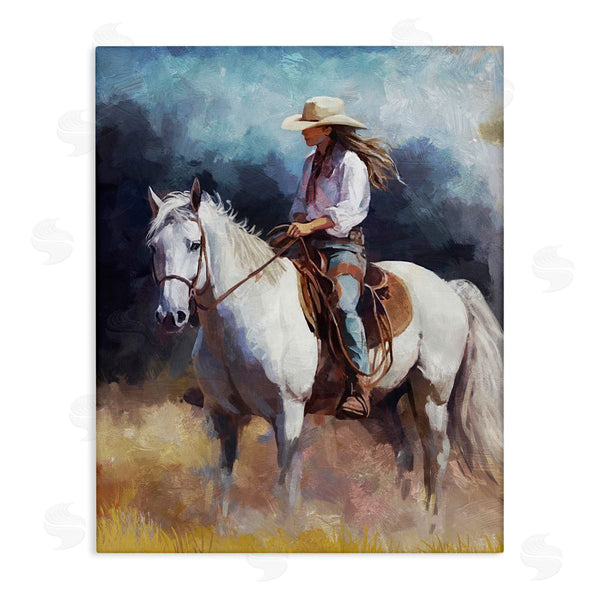 stupell industries Ziwei Li | Cowgirl on White Stallion Wall Art